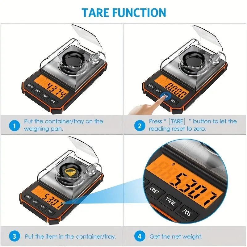 1Pc 0.001G Professionele Sieraden Schaal 50G Elektronische Display Precisie Mini Pocket Digitale Milligram Weegschalen