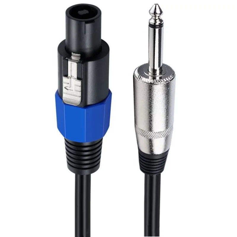 DT21 6.35mm Plug to Speakon Male Adapter Cable, 1/4 Inch to Speakon Audio Cord for Guitar Amplifier, 90 Degree Angled
