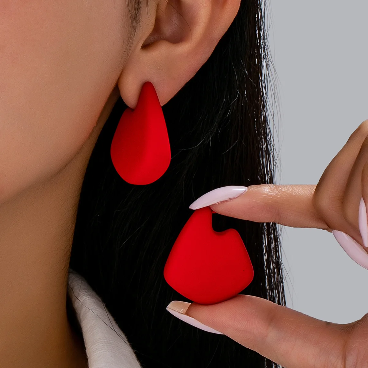 Trendy Unique Red Dangle Earrings Women Modern Geometric Earring Bold Statement Jewelry Stylish Casual Daily Fashion Accessories