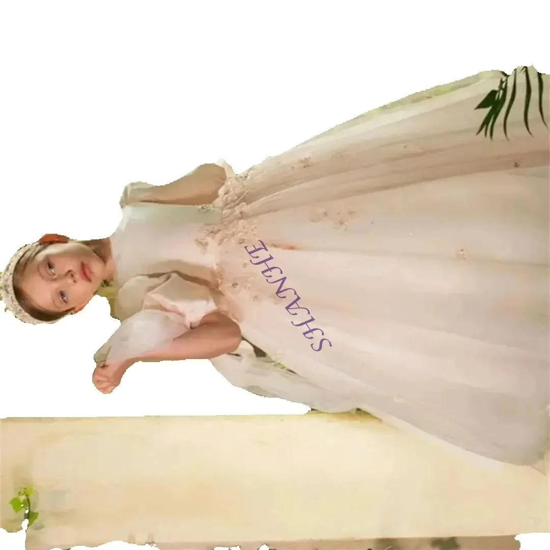 

Розовое платье с цветочным узором для девочек по индивидуальному заказу на свадьбу, пышные кружевные аппликации с цветочным принтом, бальное платье принцессы для первого причастия, дня рождения