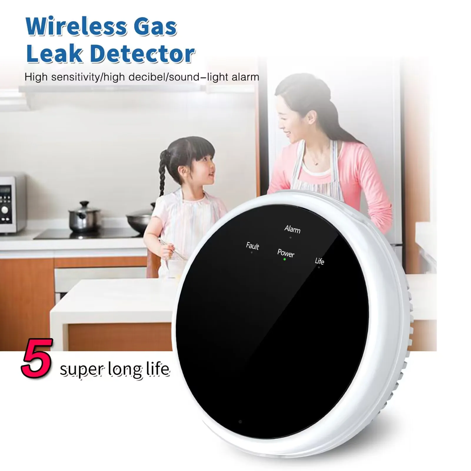 Tuya Wifi Leak With Temperature Function Combustible Gas Detectors Support Home Smart Life Natural Gas Alarm Sensor LCD Display - view 5