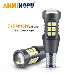 ANMINGPU 2 uds bombillas LED para coche T15 W16W WY16W Canbus sin Error luces de reserva de respaldo automático lámpara de freno trasero 3030 27SMD ámbar rojo blanco