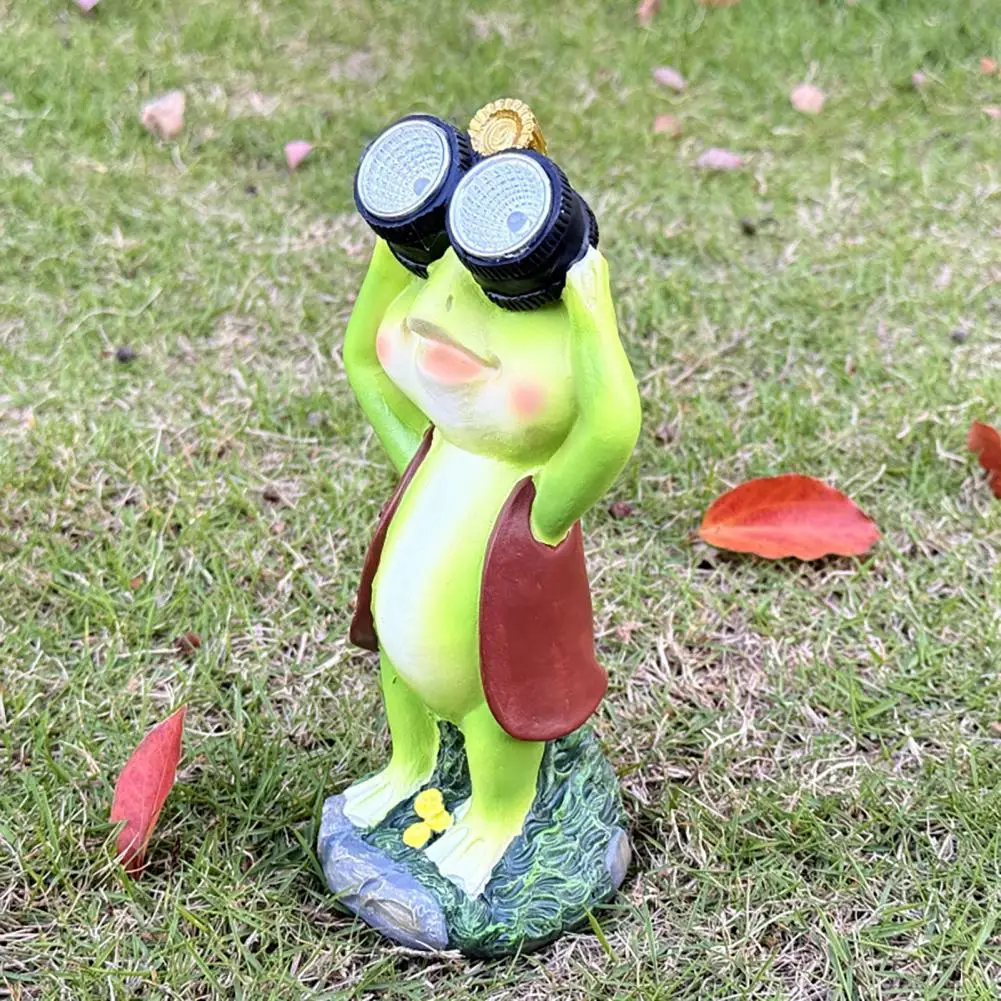 

Садовая статуэтка лягушки с телескопом, солнечная садовая скульптура лягушки для улицы, подарок для мамы