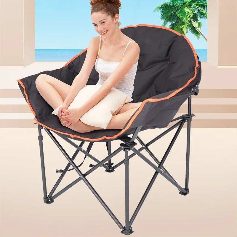 Luxury Oversized Lazy Round Sofa Padded Saucer Portable Folding Camping Moon Chair for Outdoor Use view 3