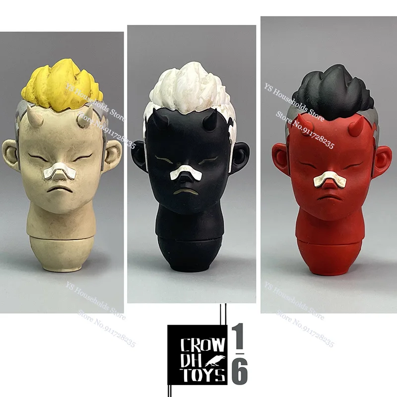 CROW DH SPEELGOED Originele 1/6 Trendy Anime Jongen Head Sculpt Rood Zwart Geel Kleine Duivel Vintage Model Speelgoed Accessoire Voor 12 "Body