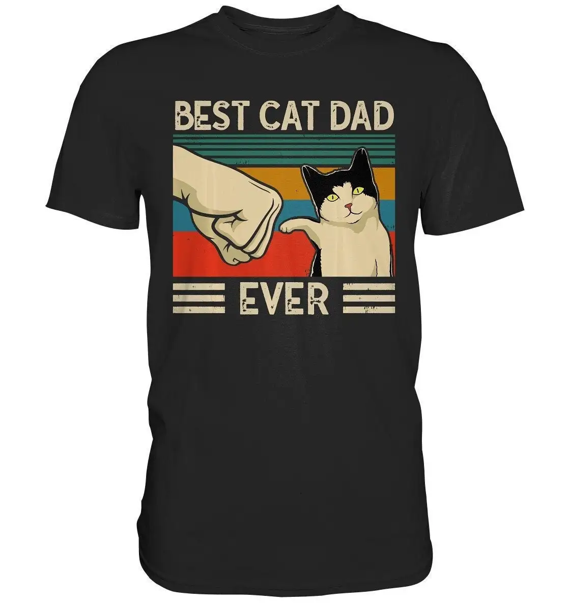 

Vintage Best Cat Dad Ever Bump Fit T Shirt Motif Premium