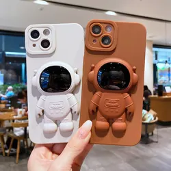 Silicone Astronaut Folding Stand Holder Phone Case For Samsung Galaxy A10S A20S A21S A30S A50S A70S A52S A22S A02S Soft Cover