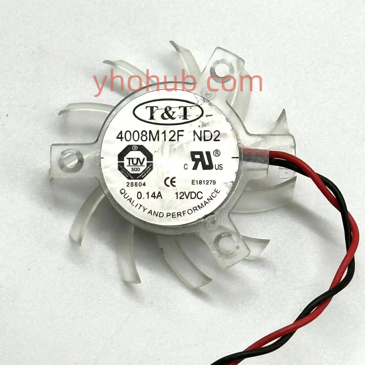 T&T 4008M12F DC 12V 0.14A 37X37x10mm 2-Wire Server Cooling Fan