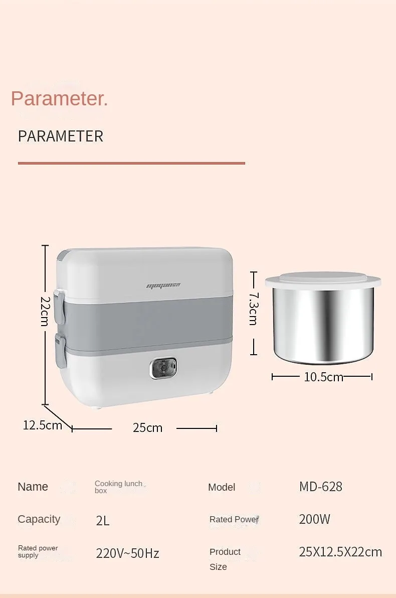 Pudełko na lunch izolowane podgrzewany elektrycznie Bento można podłączyć do przenoszenia izolowanego wiadra pracownik biurowy ryżowar do gotowania