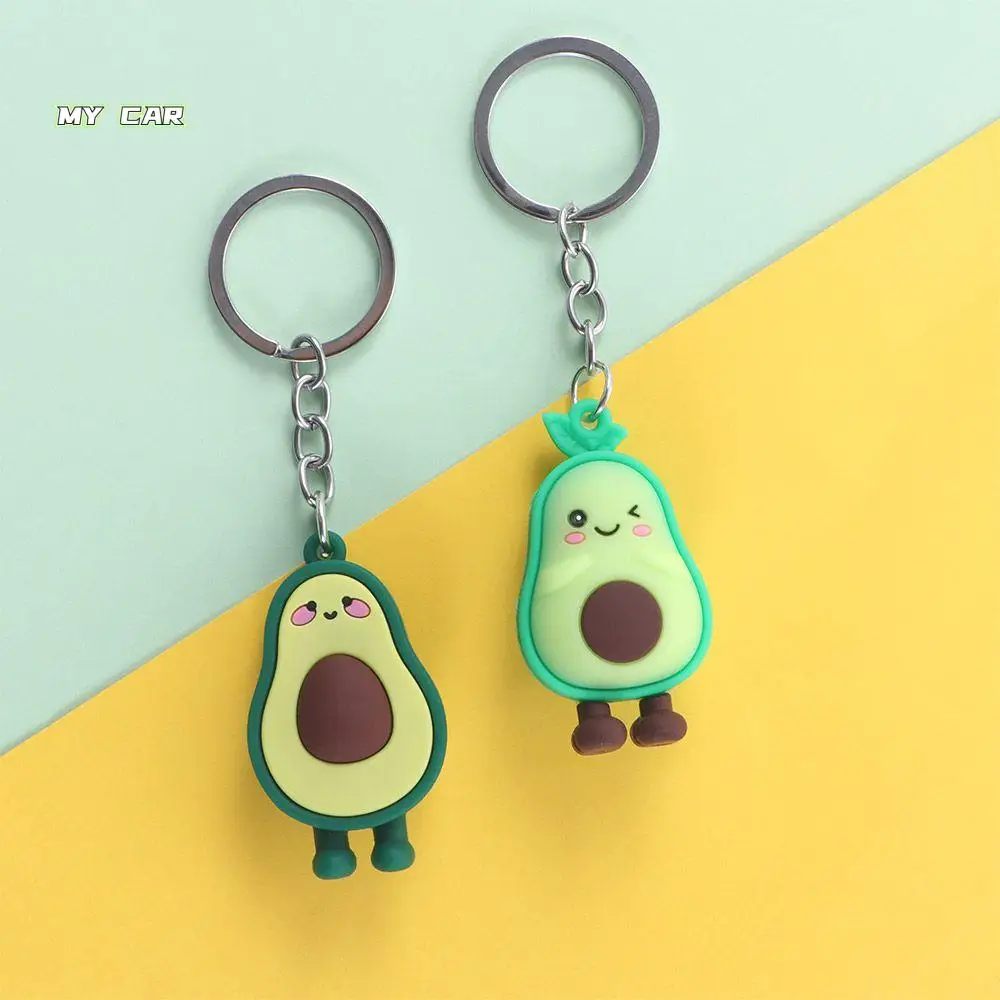 

PVC Christmas Gift Doll Key Ring Jewelry Couple Key Rings Avocado Keychain 3D Keychain Smiling Avocado Simulated Fruit