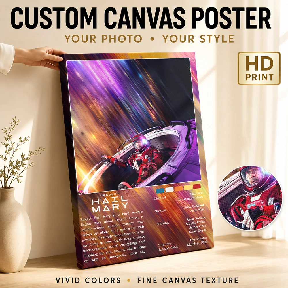 Project Hail Mary Movie Canvas Print Poster Custom Photo Vintage Movie Wall Art for Man Cave Decor Ready to Hang Gift for Fans
