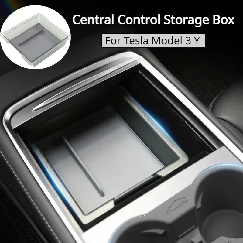 Acrylic Storage Box for Tesla Model 3 Y Central Control Armrest Center Console Transparent Storage Box Car Interior Accessories