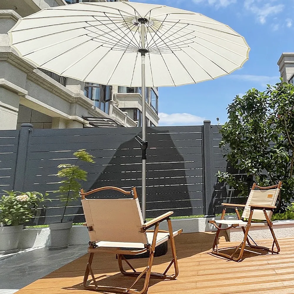 Parasol ogrodowy komercyjny na zewnątrz, biały parasol ślubny z podstawą na małe balkony, patio, parki.