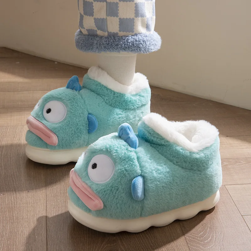 

Хлопковые тапочки в стиле аниме «Рыба-клоун» для женщин, зимние домашние теплые хлопковые туфли, милые и забавные плюшевые повседневные тапочки с героями мультфильмов