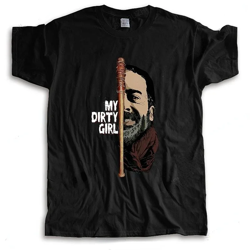 The Walking Dead hraphic  Negan Lucille T-shirt Männer TV t Rundhals Männer Kurzarm Tshirts Charakter Kleidung Tops Schwarz