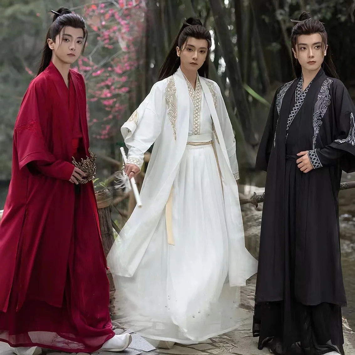 Han Clothing Men's Song Style Embroidered Ancient Costume Chivalrous Scholar Handsome Spring and Autumn