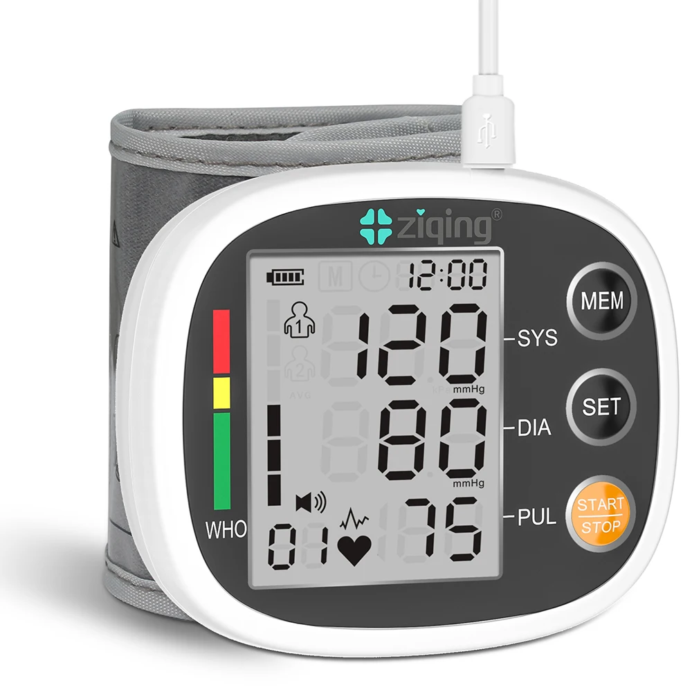 Ziqing tıbbi dijital tansiyon bilek monitör otomatik kol Tonometer man tonometre manşet tansiyometre kalp hızı darbe metre