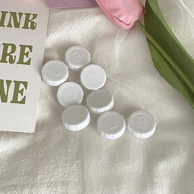 

1Pc Cream Contact Lens Case Dual Storage Box Cosmetic Lens Container Small Travel Kit Holder Container Travel Accessaries