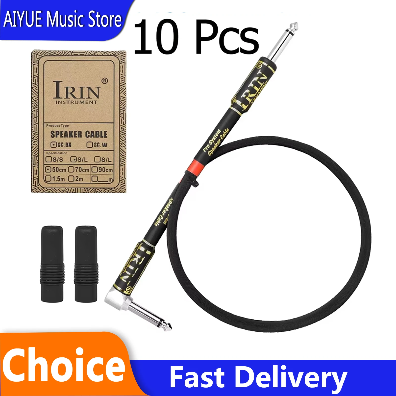 

IRIN 10 Pcs Electric Guitar Cables Speakers Amplifiers Braiding Connection Cables S/L 50cm 6.35mm Electric Guitar Bass Parts