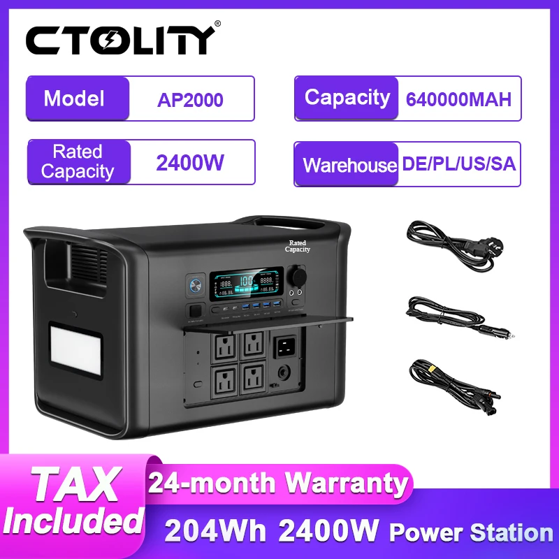 2400W Portable Power Station 2048Wh Lifepo4 Battery Outdoor Pure Sine Wave Energy Storage Home Emergency Power Supply Station ﻿