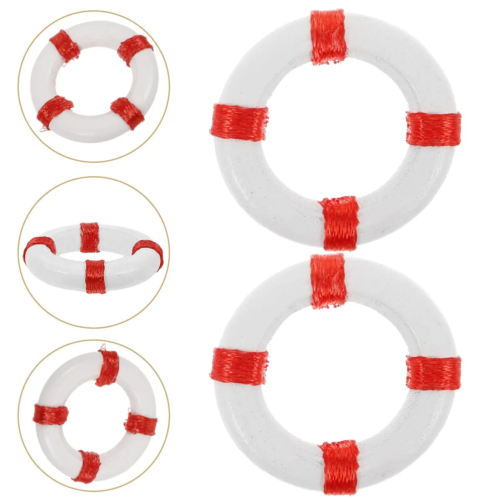 10PCS Holz Ornamente Mini Miniatur Spielzeug Rettungsring Spielzeug Pool Strand Dekorationen Garten Mini Rettungsring Liefert