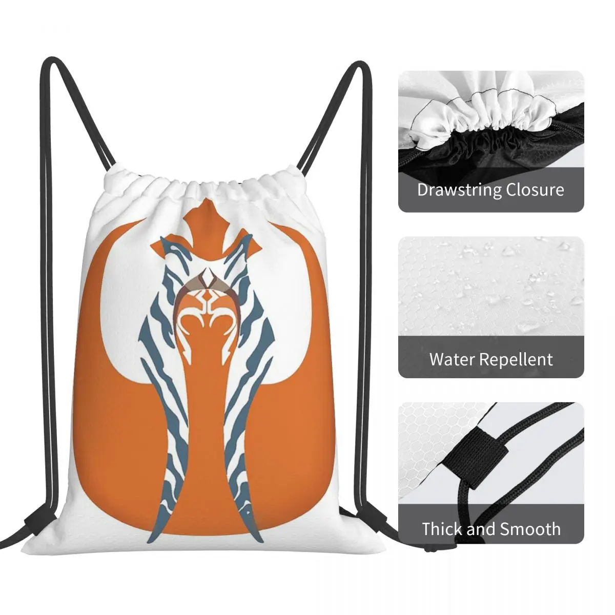 Ahsoka Mochilas portáteis casuais, pacote de cordão, bolsa de sapatos, sacos de livros para homem e mulher, estudantes