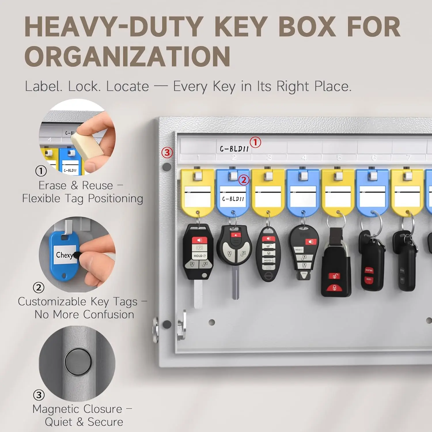 WeHere Remote authorization unlocking Smart Lock Box, 24 Keys Storage Cabinet Wall Mount,OTP/APP Bluetooth/WiFi/Code/Key Unlock