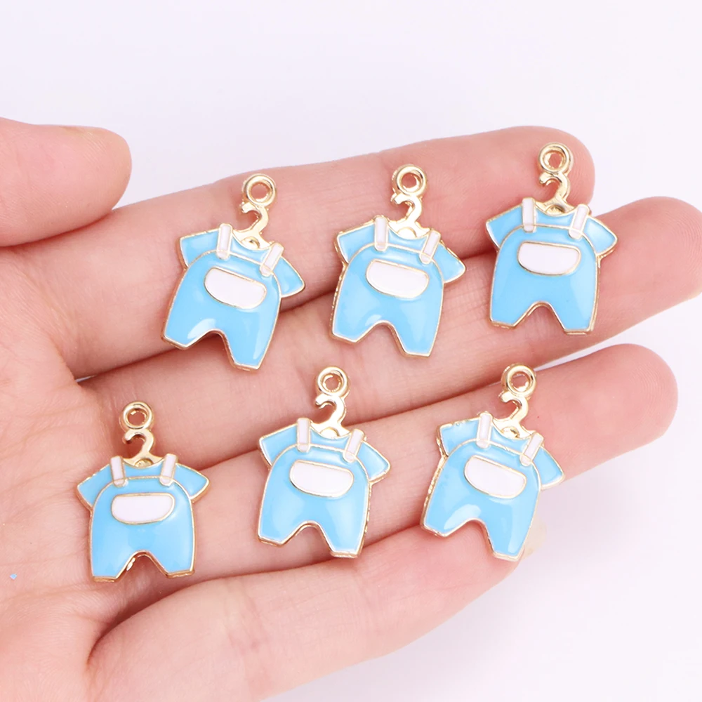 10Pcs Colourful Enamel Baby Clothes Charms for Jewellery Making Cute Children\'s Clothes Pendant Bracelet Earrings Accessories