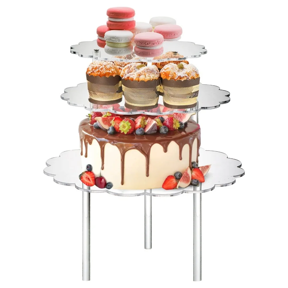 

Прозрачная подставка для торта на день рождения, десертная витрина, декоративная подставка для торта для мероприятий, подставка для торта, дизайн в форме цветка