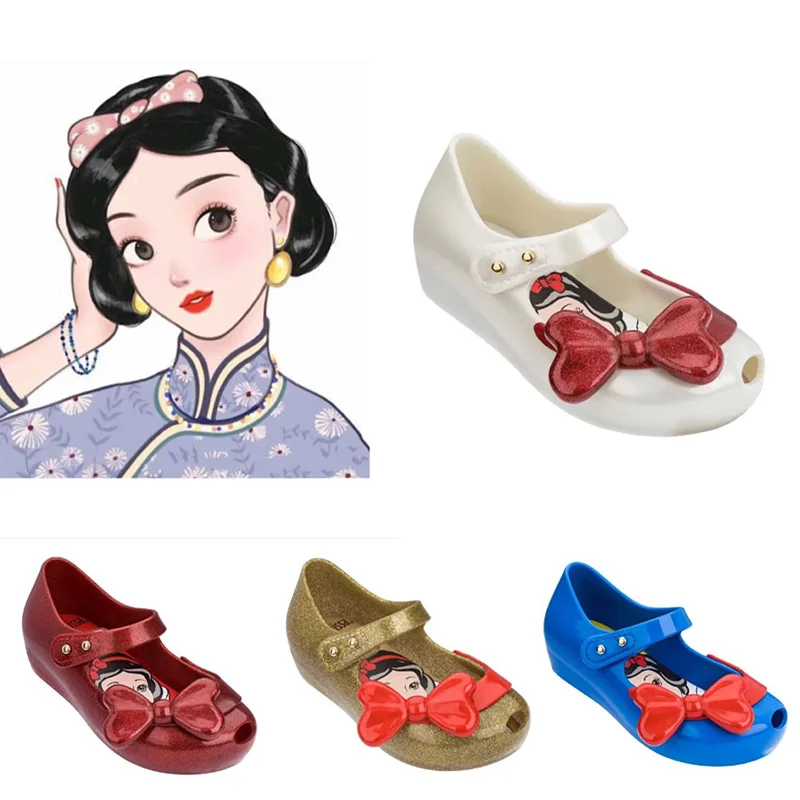 Disney Princess Snow White New Melissa Children\'s Shoes Butterfly Results Frozen Anna Elsa Shoes Summer Little Girls Sandals