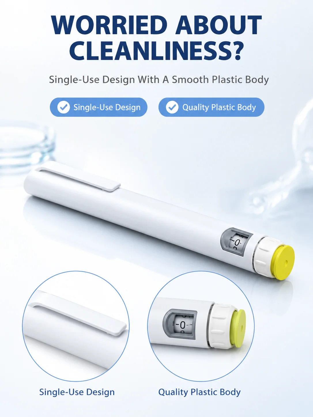 Gen-2 Disposable Insulin Injection Pen Portable Plastic Pen-type Syringe Easy to Use Precise Scale Easy to Carry Unisex