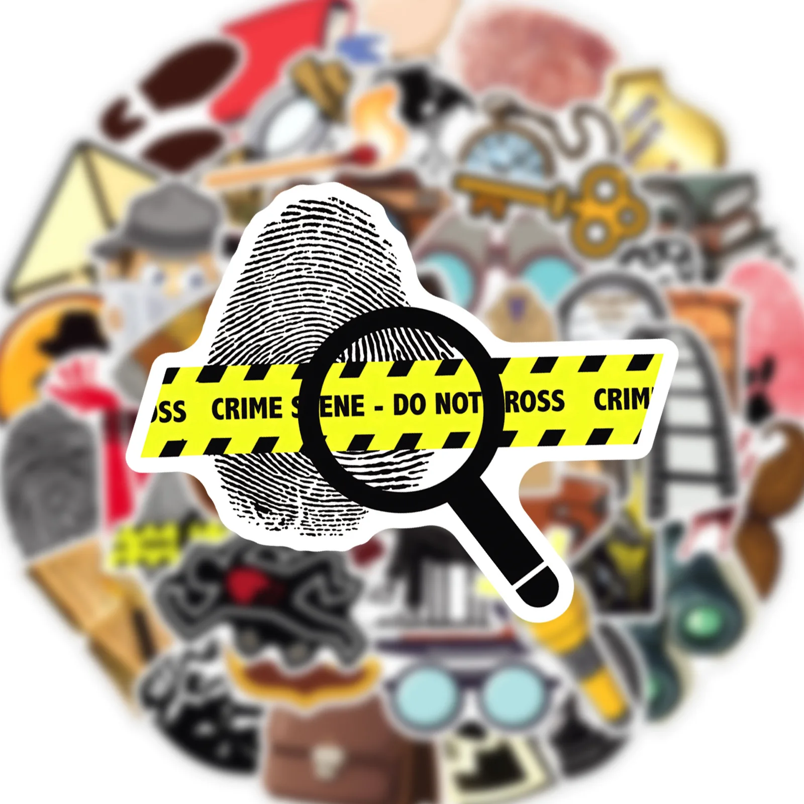 50 قطعة من ملصقات المباحث Secret Agent Spy Decals للهاتف المحمول وحقيبة الكمبيوتر المحمول ولوح التزلج وملصقات مقاومة للماء