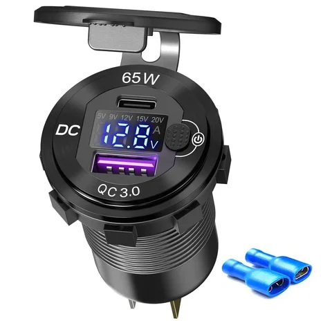 12 В/24 В USB автомобильная зарядка 83 Вт PD Type-C розетка для быстрой зарядки ноутбука с вольтметром розетка для мотоцикла адаптер для зарядки