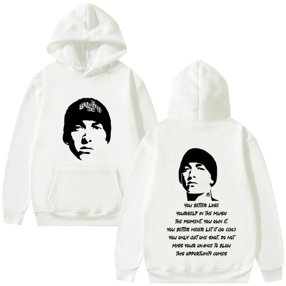 

Rapper Eminem Face Graphic Hoodie Men Women Hip Hop Fashion Oversized Pullover Hoodies Unisex Vintage Casual Hooded Sweatshirt
