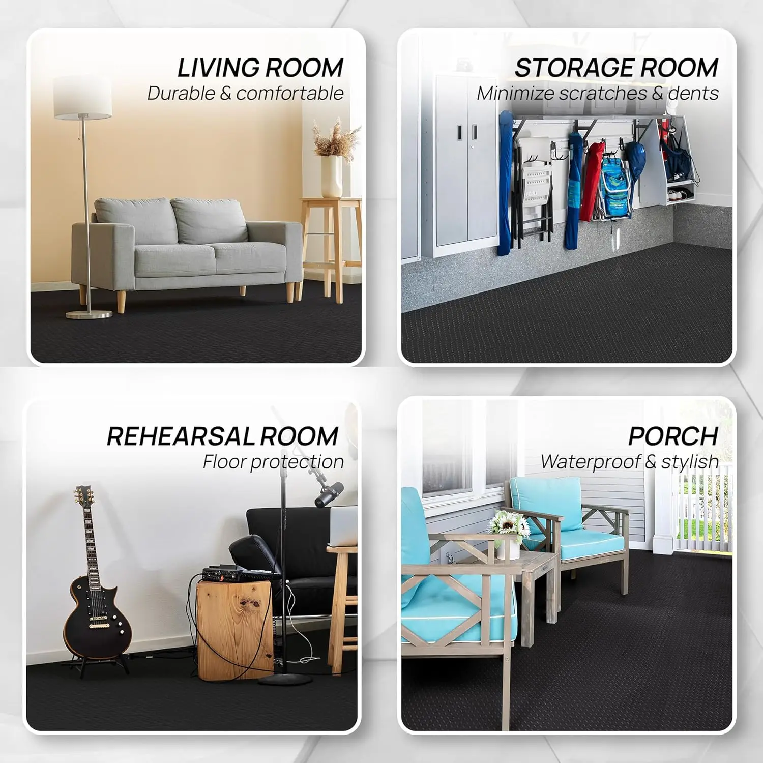 Interlocking EVA Foam Floor Tiles for Home Gym, Puzzle Exercise Mat 24-120SQFT with Border for Workout Equipment