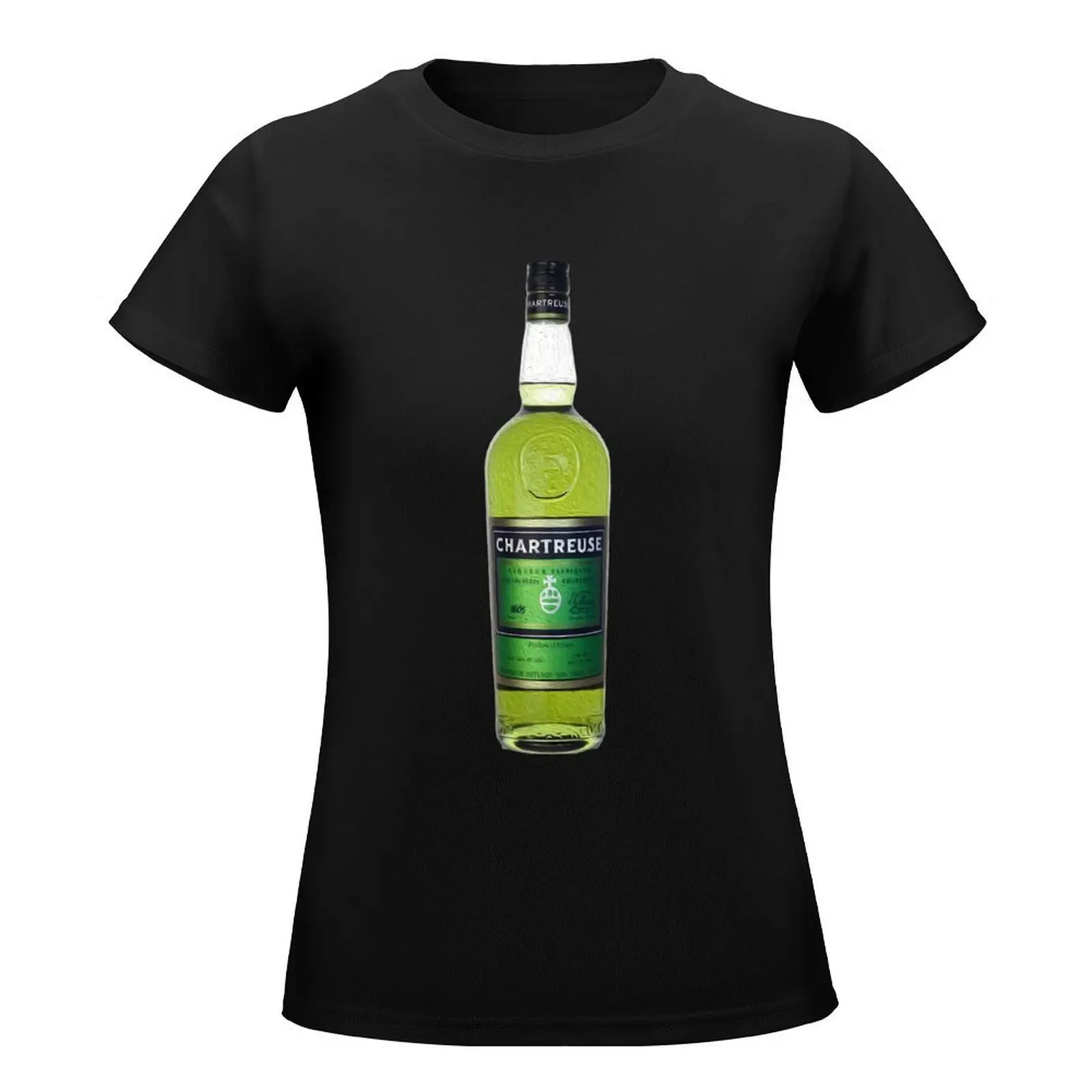 Green Chartreuse Bottle Oil Painting \\t T-Shirt plus size tops summer top sweat blacks plus size t shirts for Women loose fit