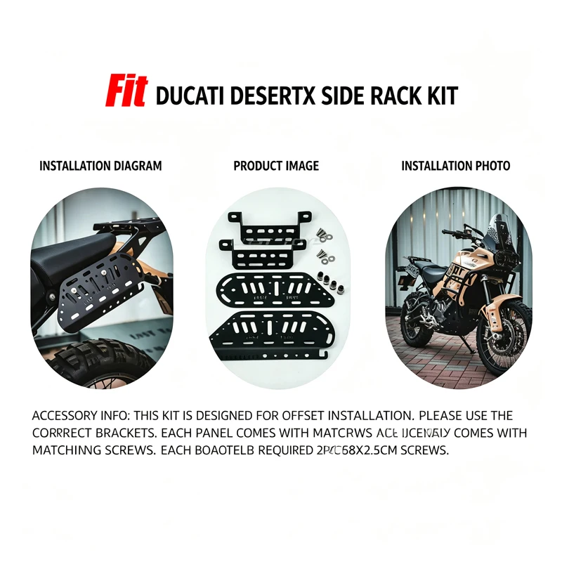 For Ducati DesertX Adventure Touring For Yamaha For Harley-Davidson models 1Pair. Tilted Side Rack Luggage Holder