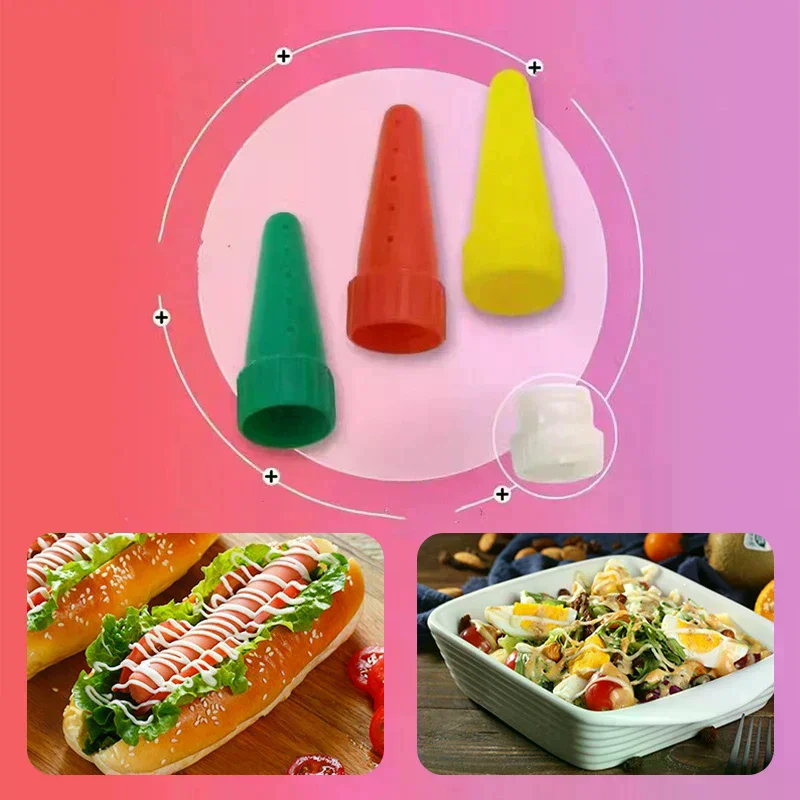Pcs/Set Ketchup Squeeze Bottle Plastic Syrup Dispenser Great For Ketchup, Salad, BBQ Sauce 3