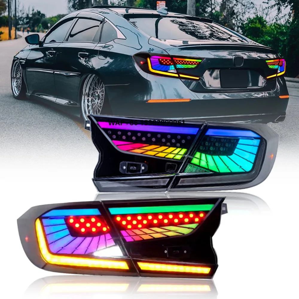 

Горячий продавать заднем фонаря по низкой цене, 12 В, переменный цвет, режим RGB, светодиодный задний фонарь с работающей водой для Honda Accord 2018-2022