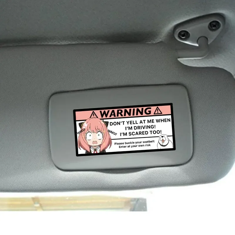 Anime Spy Girl Vinyl Sticker Pink Car Mirror Interior Decoration Decal for Auto Accessories Cute Warning Design