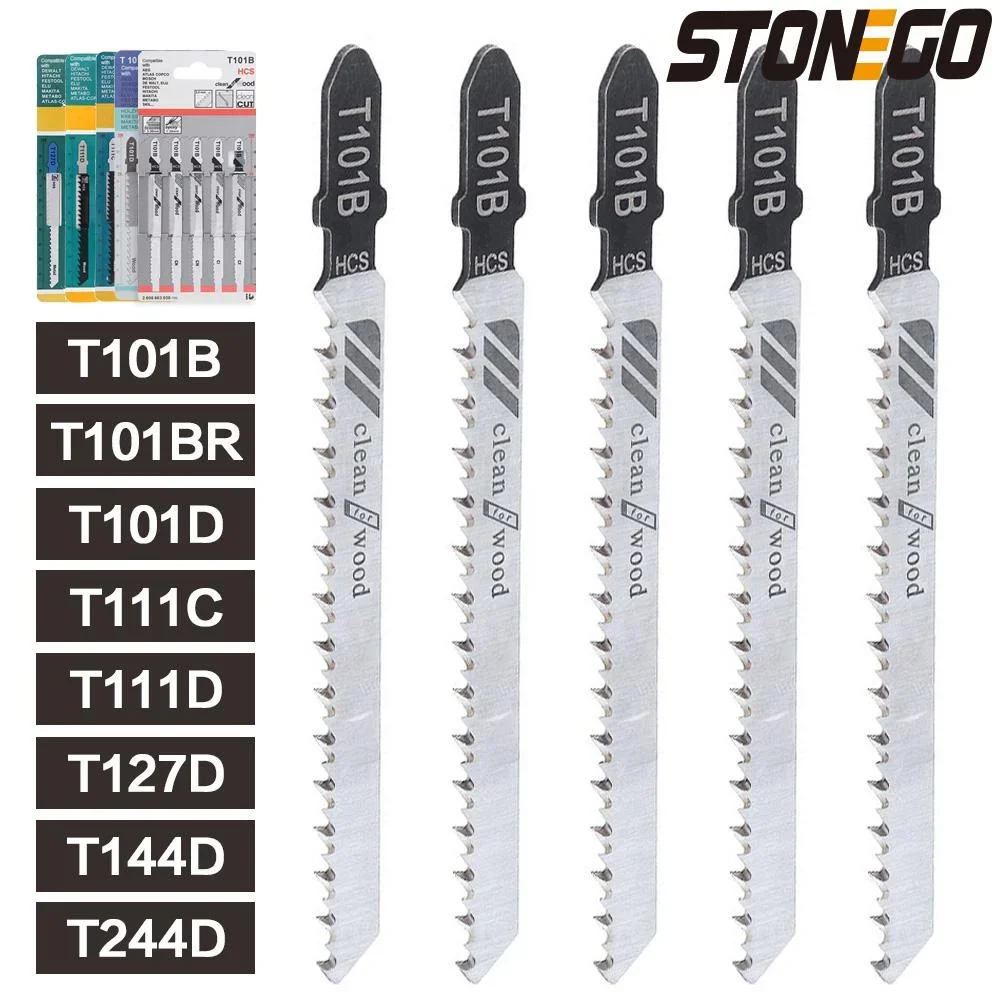 

STONEGO HCS Jigsaw Blade Set T101B T101D T144D T101BR T244D T127D T111C T111D 100mm T Shank Saw Blade For Wood/Metal Cutting