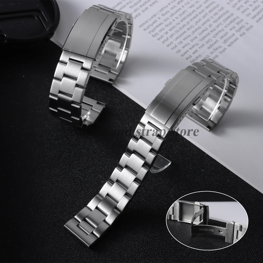 

Роскошный браслет из цельной нержавеющей стали 20 мм 22 мм для часов Rolex и Seiko, металлический ремешок с раскладывающейся застежкой, сменный, мужской, матовый