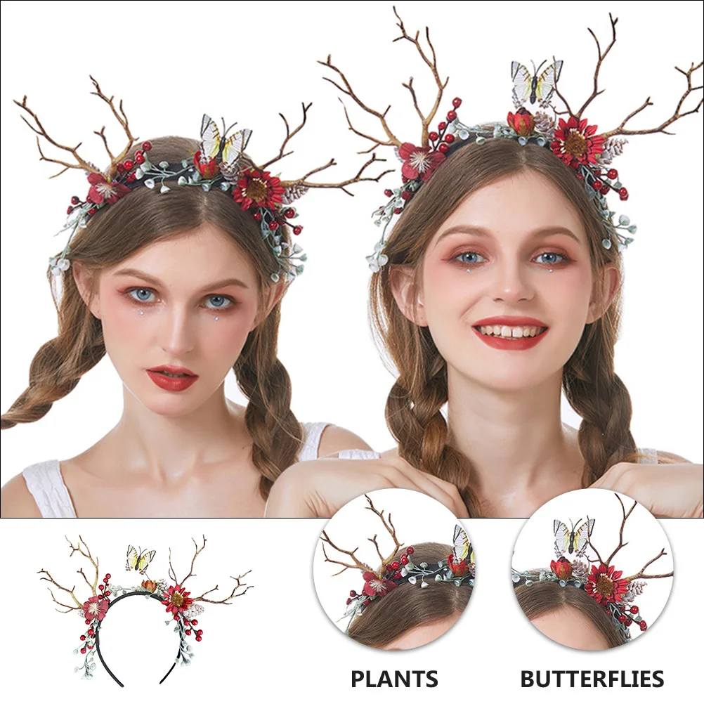 

Elk Antler Hairband Christmas Reindeer Headwear Holiday Party Accessory Xmas Hair Hoop Festive Decoration Lightweight