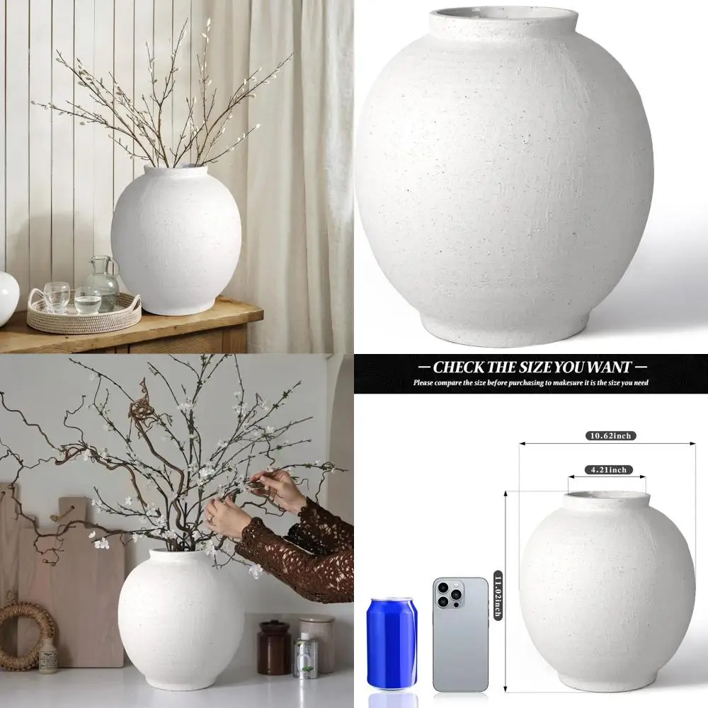 

Одиннадцать дюймов круглая современная белая керамическая ваза для гостиной и праздничных интерьера дома