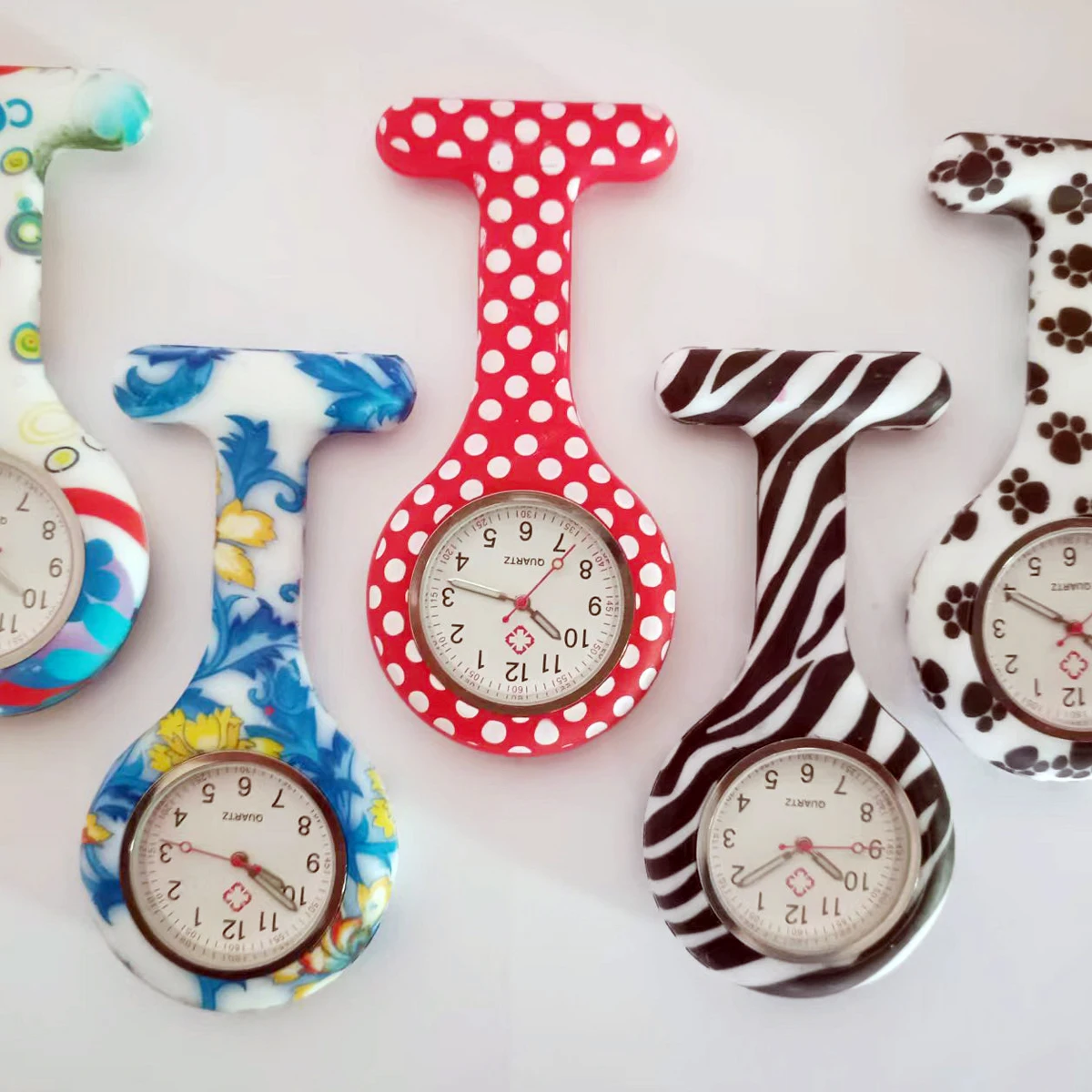 10pcs/lot New Soft silicone nurse doctor pocket watches fashion hospital medical brooch pins pandant gift watches for women mens