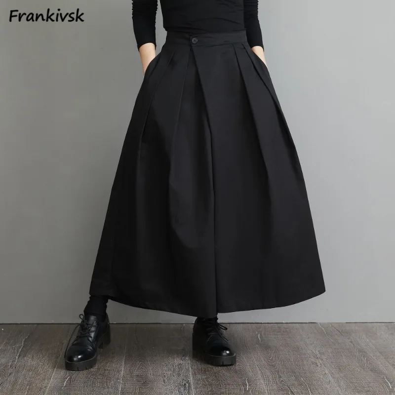 

Minimalist Pants Women Baggy Pure Cozy All-match Spring New Wide-leg Trousers Vintage Chinese Style Asymmetrical Design Popular