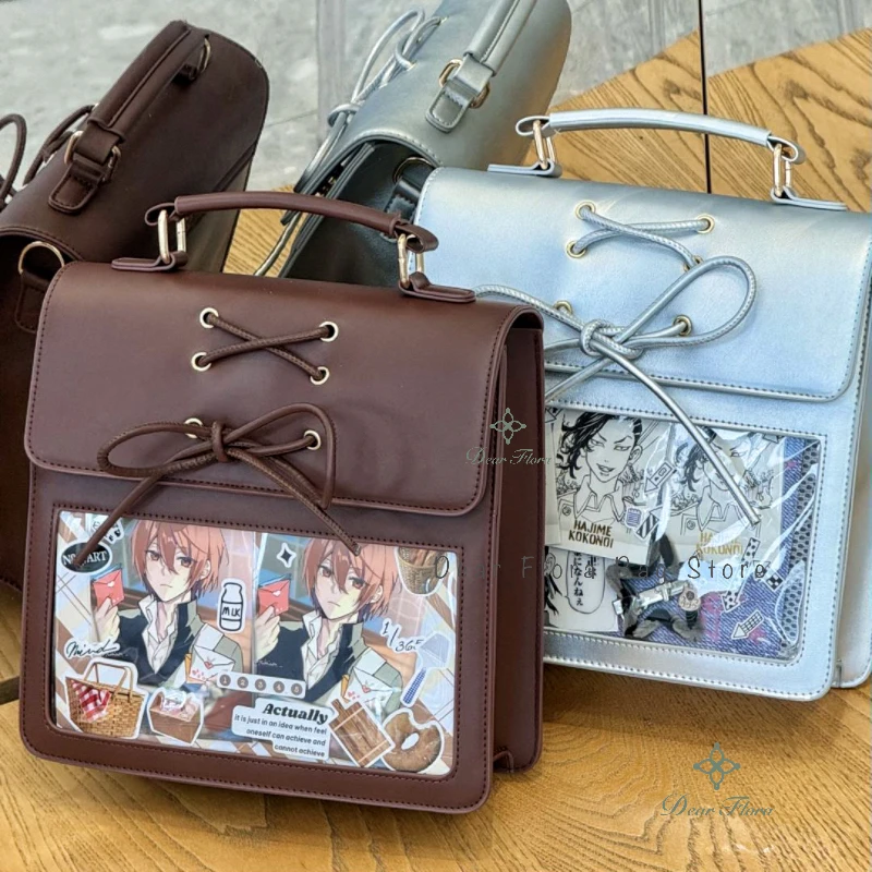 New Y2K Cute Ita Backpack Lolita Girl Transparent DIY Display Crossbody Bag Mini Handbag Bow Knapsack Sweet Fashion Shoulder Bag