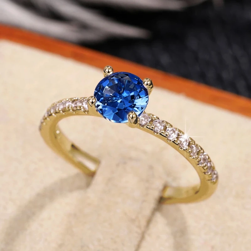 Huitan Klassisches 4-Krallen-Design, rund, Zirkonia, für Damen, Hochzeit, Verlobungsringe, 3 Farben erhältlich, zurückhaltender Brautschmuck, heißer Verkauf – Detail 35