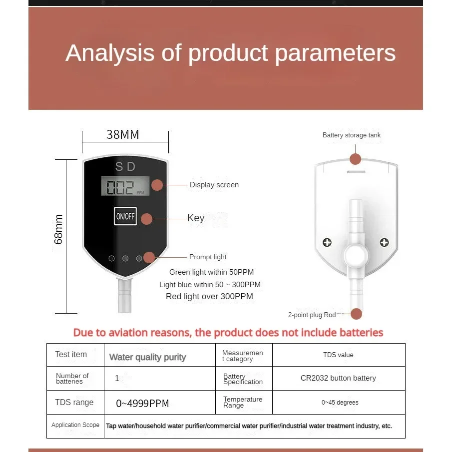 Real-time Measurement of Drinking Water Household Water Quality Instrument TDS Water Quality Detection Pen Intelligent