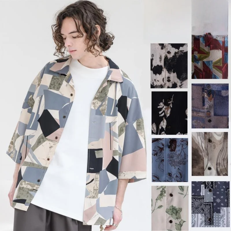 

Retro Japanese Sle Hawaii irt Oversize oulder Loose ort Sve f Sve Floral Print Casual Summer Mens irt